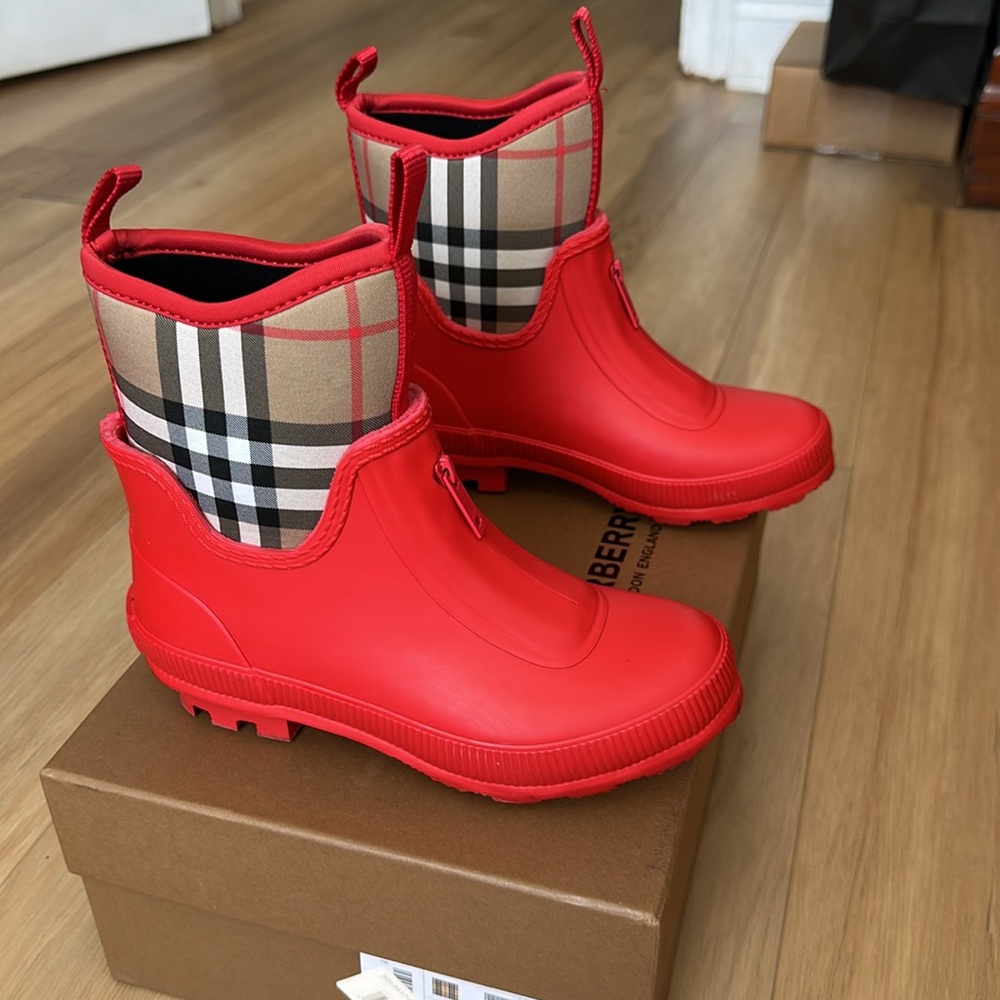 Burberry Vintage Check Neoprene and Rubber Rain Boots